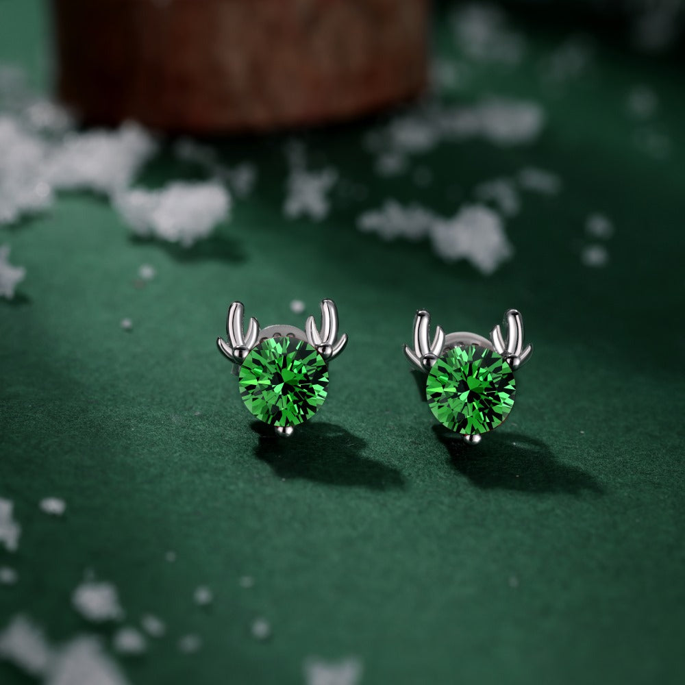 925 Sterling Silver Elk Antler Stud Earrings