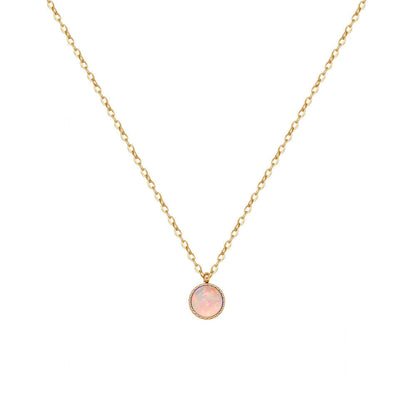White-Blue Round Opal Necklace