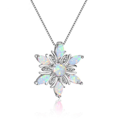 Opal Snowflake Pendant Necklace
