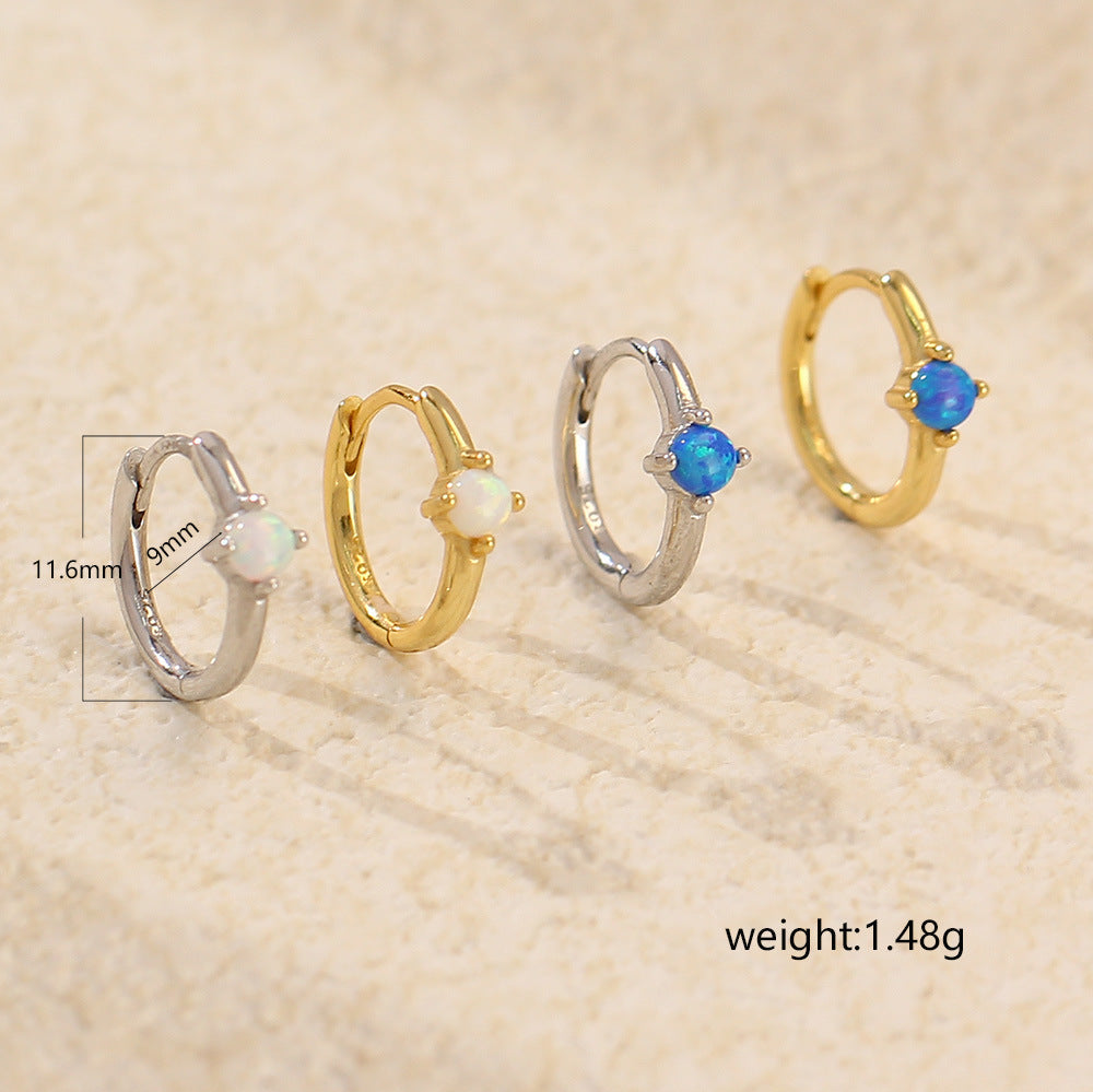S925 Silver Ins Cold Style Opal Inlaid Earring