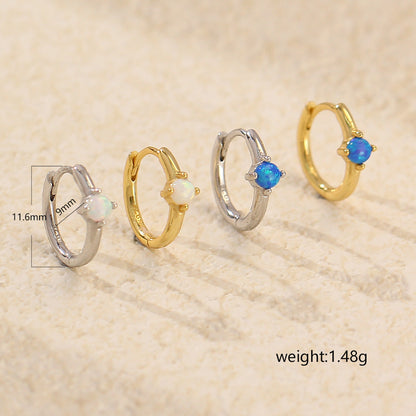 S925 Silver Ins Cold Style Opal Inlaid Earring
