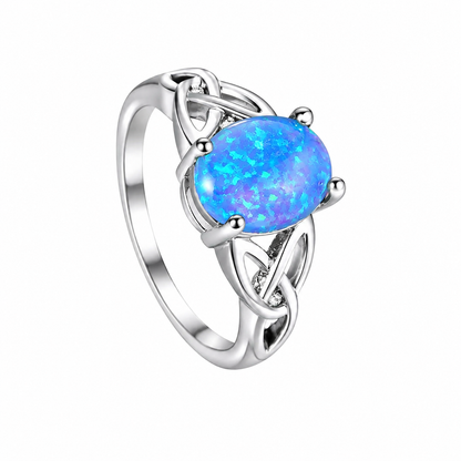 Platinum Blue Opal Gemstone Ring in Sterling Silver | Natural Opal Ring | October Birthstone Gift for Her