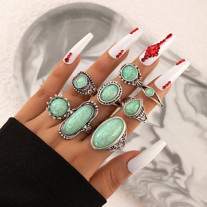 Large Oval Statement Opal Ring in Sterling Silver | Vintage Style October Birthstone Ring Gift for Her