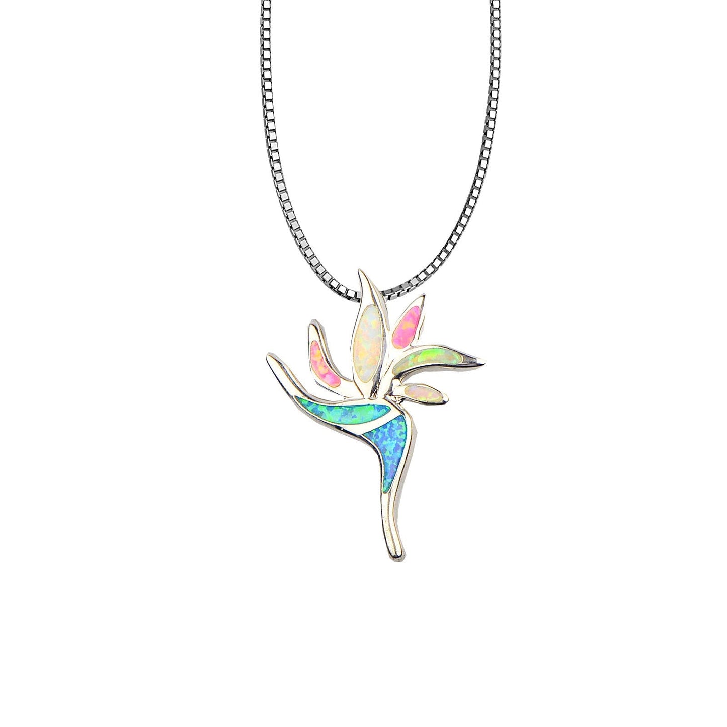 Peace Flower Opal Necklace Pendant, Sterling Silver Nature Inspired Pendant, Gift for Her Mom Wife