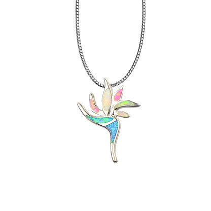 Peace Flower Opal Necklace Pendant, Sterling Silver Nature Inspired Pendant, Gift for Her Mom Wife