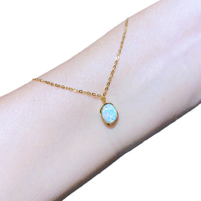 Minimalist Oval Opal Necklace