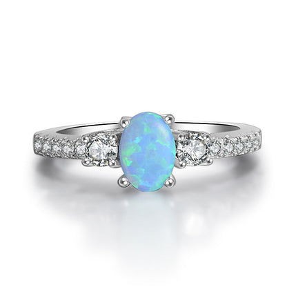 Bow Opal Ring in 925 Sterling Silver | Natural Opal Bridal Ring for Women | October Birthstone Gift for Her