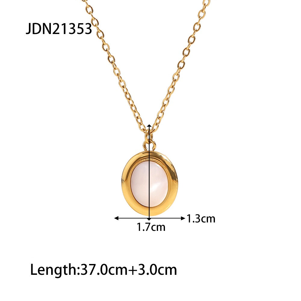 Minimalist Oval Mother of Pearl Necklace