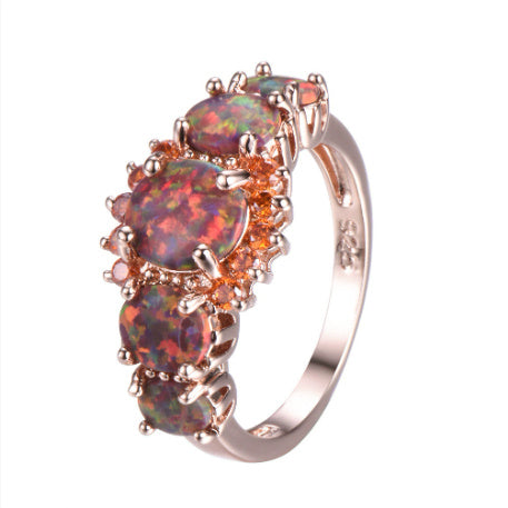 Multi Fire Blue and Green Opal Ring in 925 Sterling Silver | October Birthstone Gift for Her