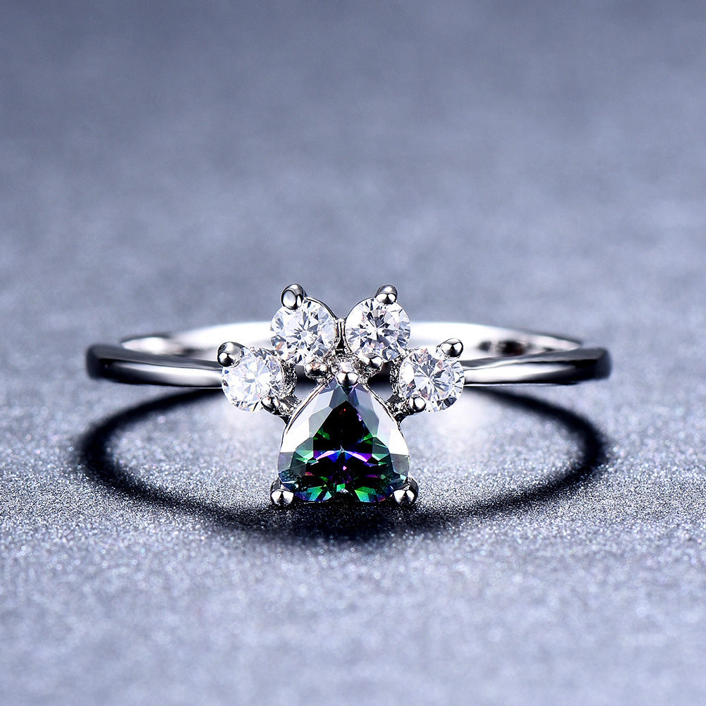 Heart Shaped Opal Ring in 925 Sterling Silver | Bridal and Valentine Gift for Her