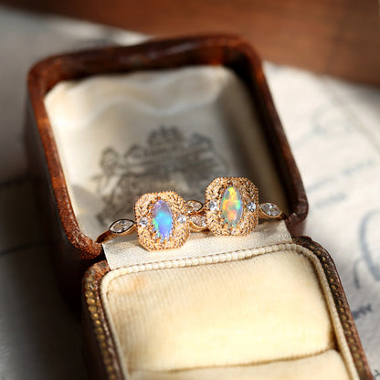 Luxury Opal Ring in S925 Sterling Silver | Premium Opal Gemstone Ring | October Birthstone Gift for Her