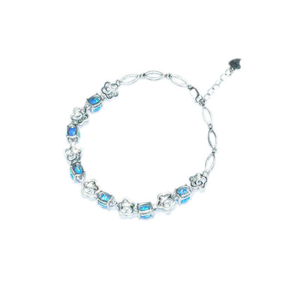 Natural Blue Opal Silver Bracelet