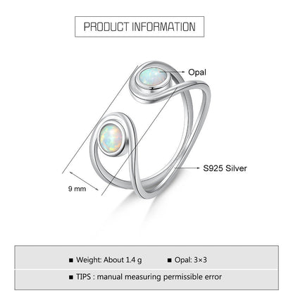 Silver Double Round Opal Ring | Twin Opal Gemstone Ring | October Birthstone Gift for Her