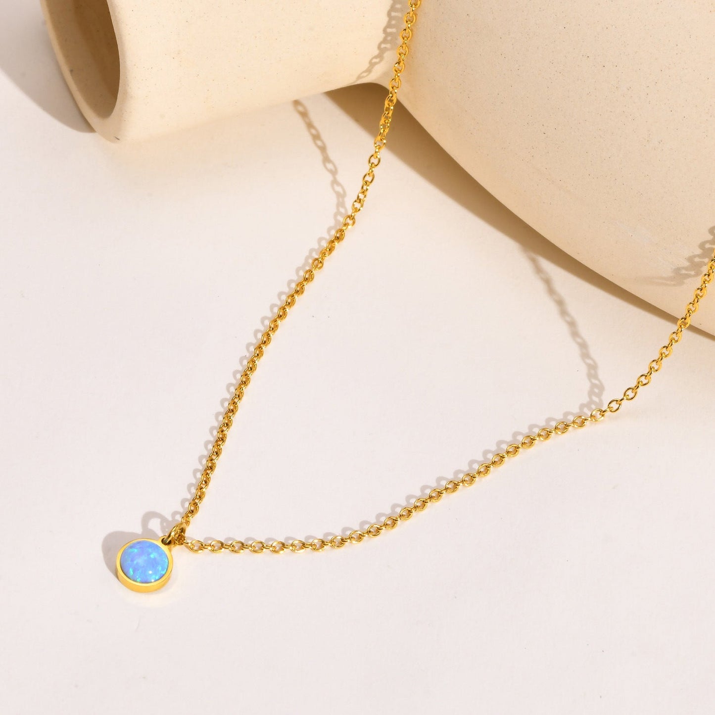 Blue Opal Pendant Necklace 925 Sterling Silver | Elegant Opal Jewelry Gift for Women