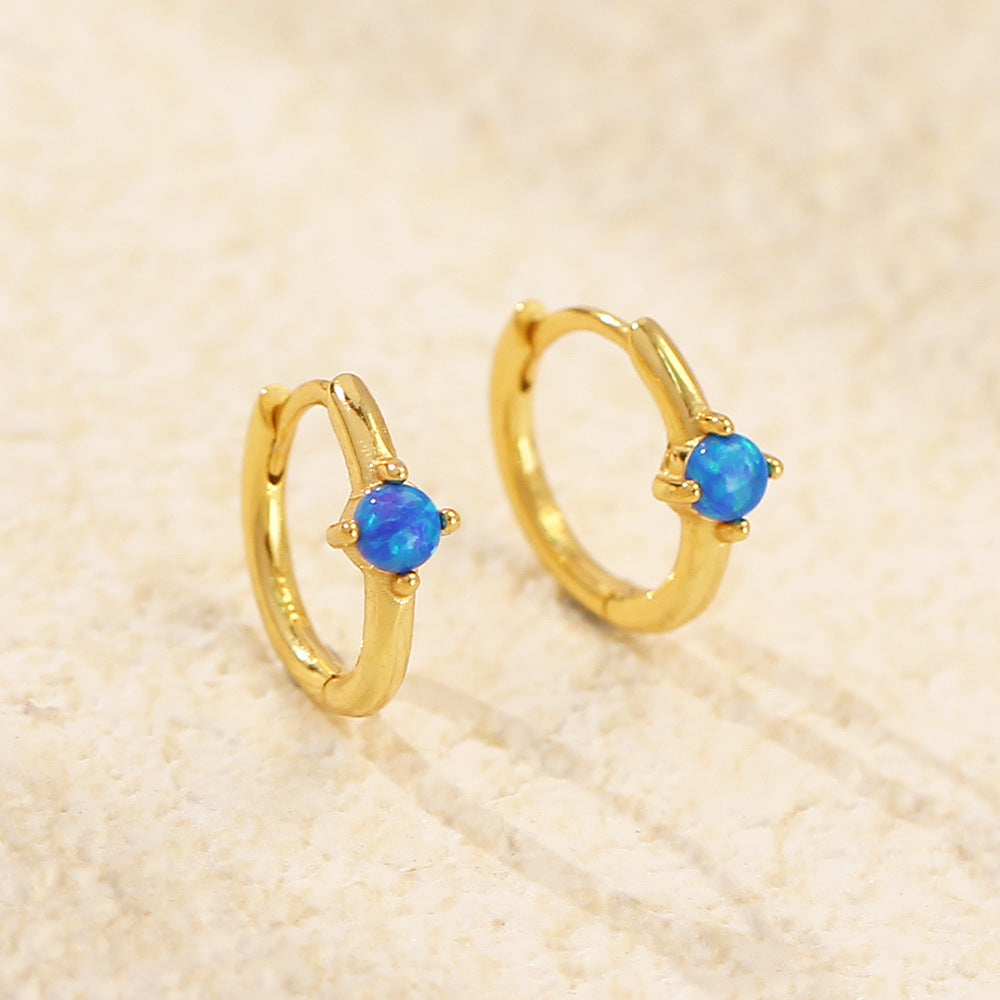S925 Silver Ins Cold Style Opal Inlaid Earring