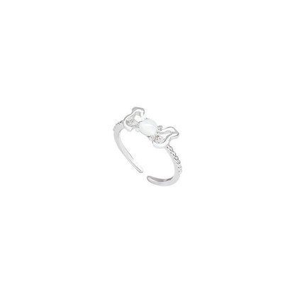 Fairy Bow Opal Ring in Sterling Silver | Whimsical Opal Bow Ring | October Birthstone Gift for Her