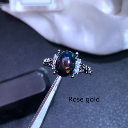 Natural Opal Inlaid Ring in 925 Sterling Silver | Genuine Opal Gemstone Ring | October Birthstone Gift for Her