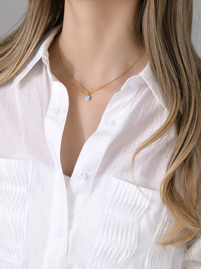 Blue Opal Pendant Necklace 925 Sterling Silver | Elegant Opal Jewelry Gift for Women