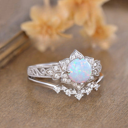 Minority Design Opal Ring | Unique Artistic Opal Gemstone Ring | October Birthstone Gift for Her