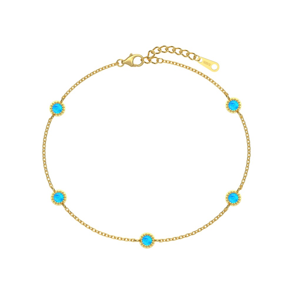 Dainty Opal Station Bracelet in 925 Sterling Silver & Gold plated