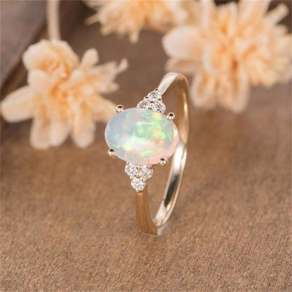 Inlaid Multi Fire Opal Ring in Sterling Silver | Colorful Fire Opal Statement Ring | October Birthstone Gift for Her