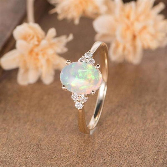 Inlaid Multi Fire Opal Ring in Sterling Silver | Colorful Fire Opal Statement Ring | October Birthstone Gift for Her