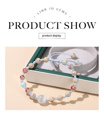 Light Blue Snakeskin Stone Opal Woven Bracelet
