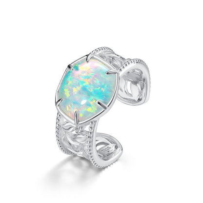 Opal Ring in S925 Sterling Silver | Classic Opal Gemstone Ring | October Birthstone Gift for Her