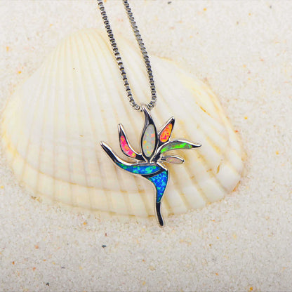 Peace Flower Opal Necklace Pendant, Sterling Silver Nature Inspired Pendant, Gift for Her Mom Wife