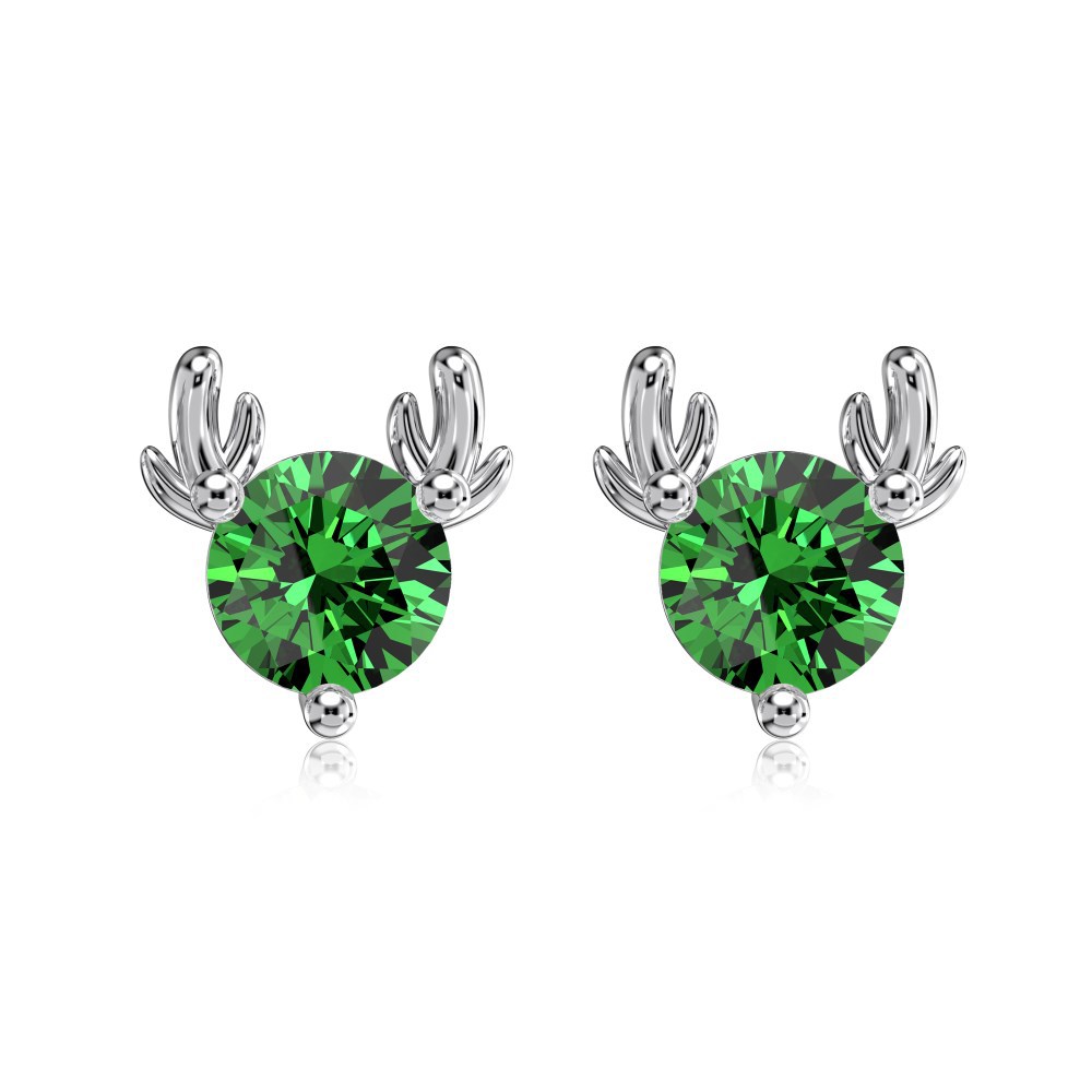 925 Sterling Silver Elk Antler Stud Earrings