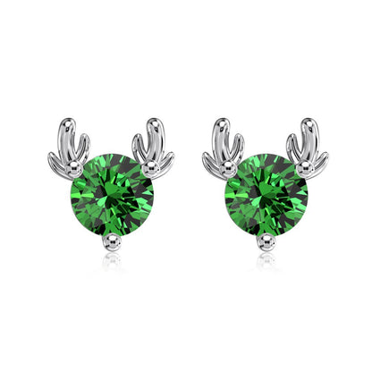 925 Sterling Silver Elk Antler Stud Earrings