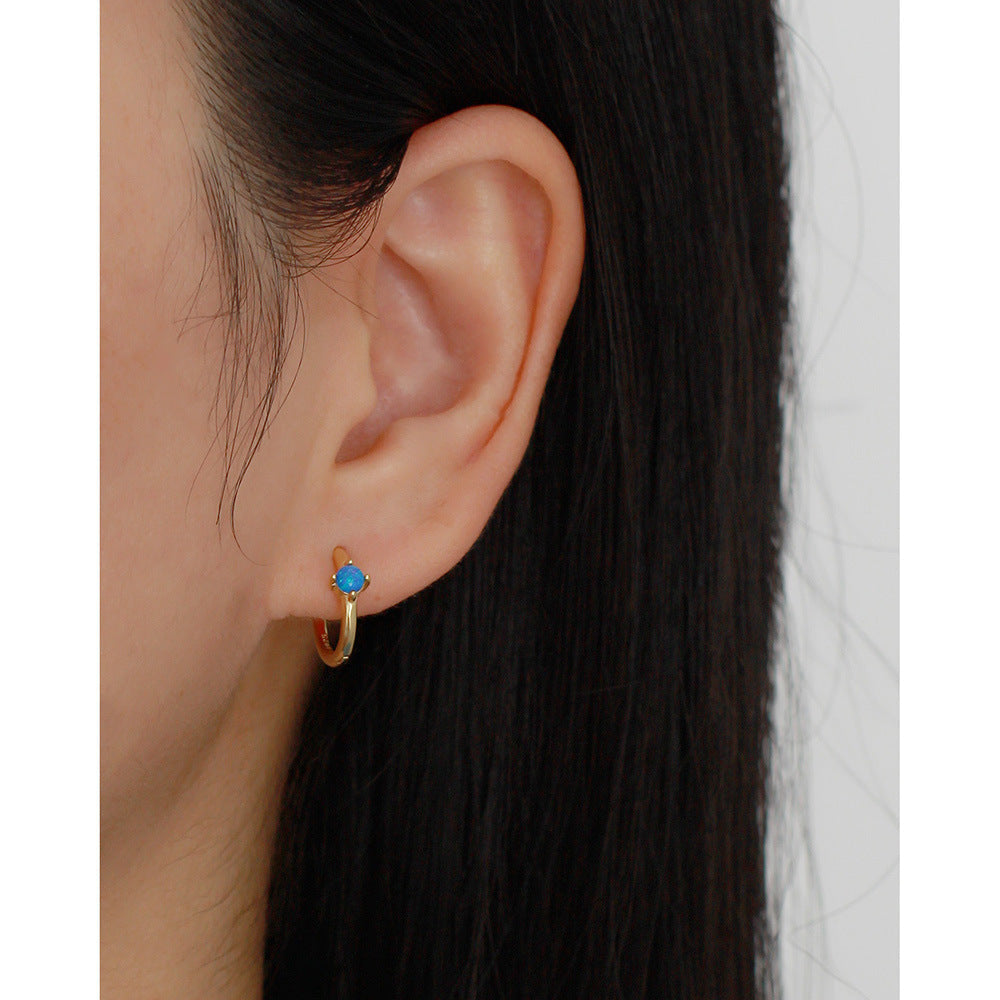 S925 Silver Ins Cold Style Opal Inlaid Earring