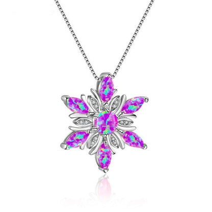 Opal Snowflake Pendant Necklace