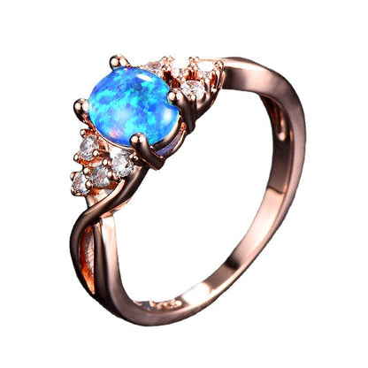 Rose Gold Diamond Accent Opal Ring | Romantic Opal Engagement Ring | October Birthstone Gift for Her