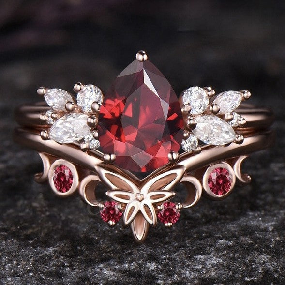 Butterfly Ruby Ring | Vintage Red Gemstone Ring | July Birthstone Gift for Her