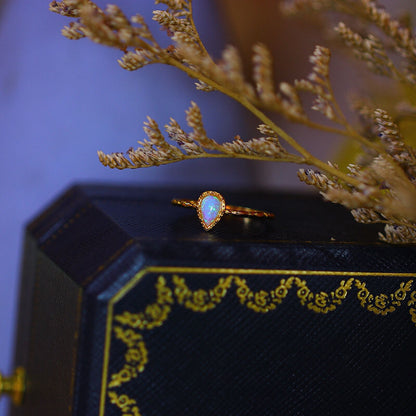 Vintage Opal Ring in Sterling Silver | Antique Style Opal Gemstone Ring | October Birthstone Gift for Her