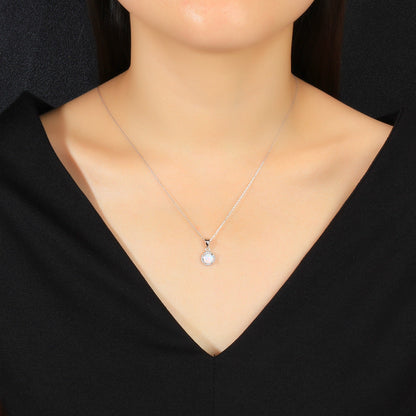Natural Opal Necklace 925 Sterling Silver Round Pendant | Minimalist Opal Jewelry Gift for Women