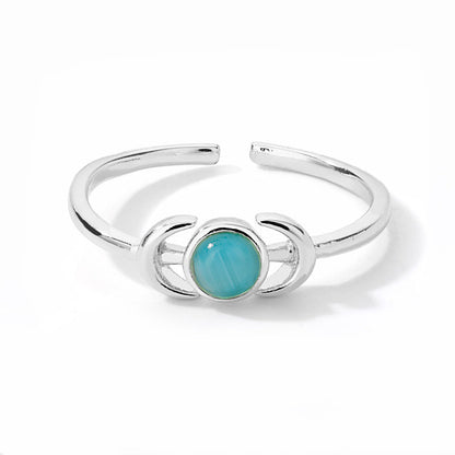 Moon Phase Opal Ring in 925 Sterling Silver | Gold and Silver Opal Bridal Ring | October Birthstone Gift for Her