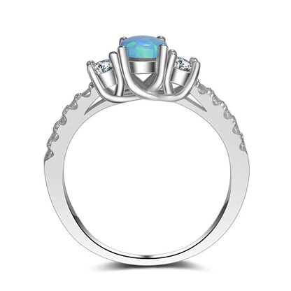 Bow Opal Ring in 925 Sterling Silver | Natural Opal Bridal Ring for Women | October Birthstone Gift for Her