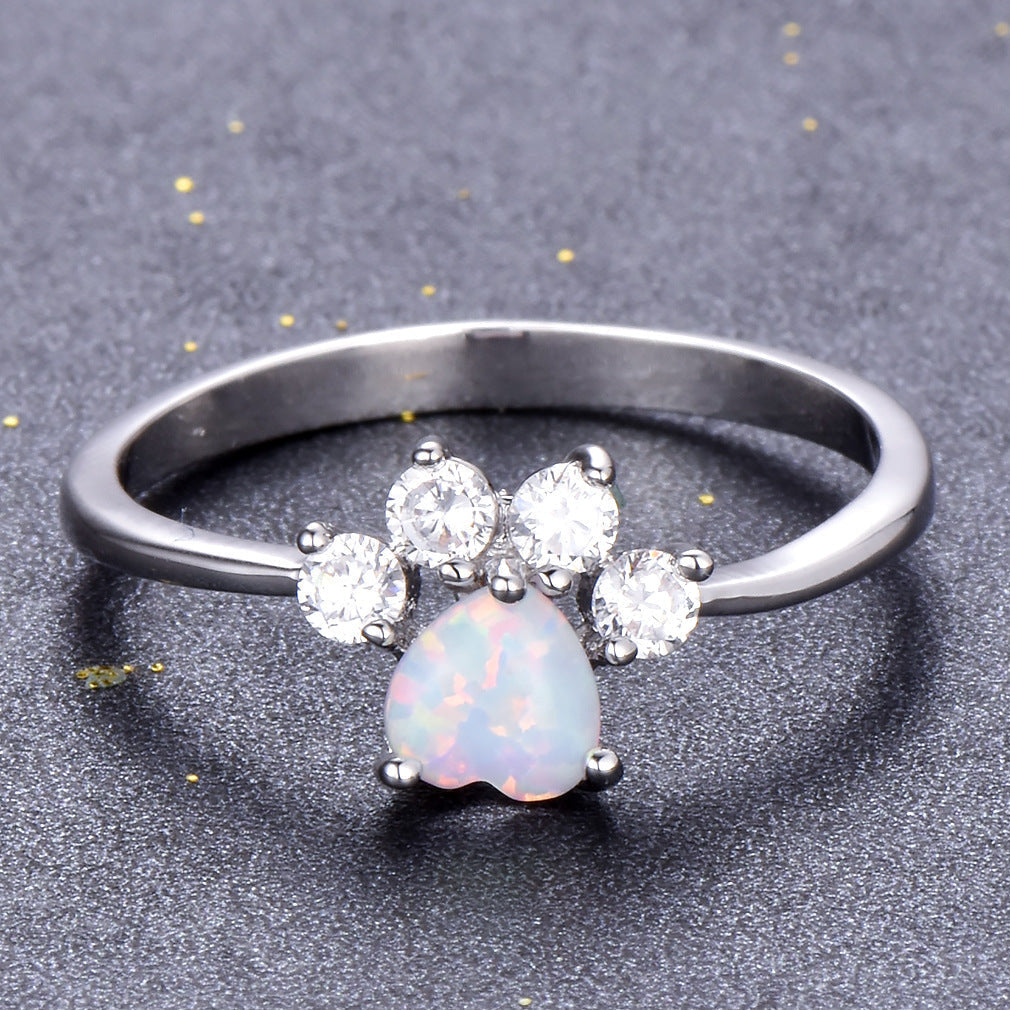 Heart Shaped Opal Ring in 925 Sterling Silver | Bridal and Valentine Gift for Her