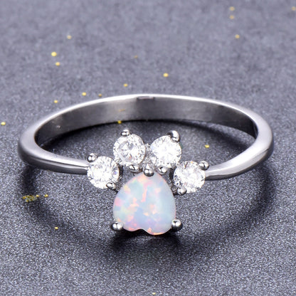 Heart Shaped Opal Ring in 925 Sterling Silver | Bridal and Valentine Gift for Her