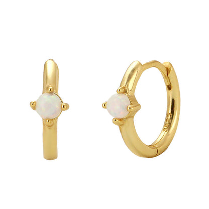 S925 Silver Ins Cold Style Opal Inlaid Earring