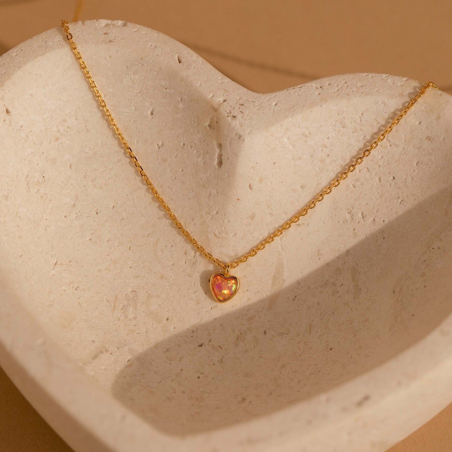 Dainty Opal Heart Necklace