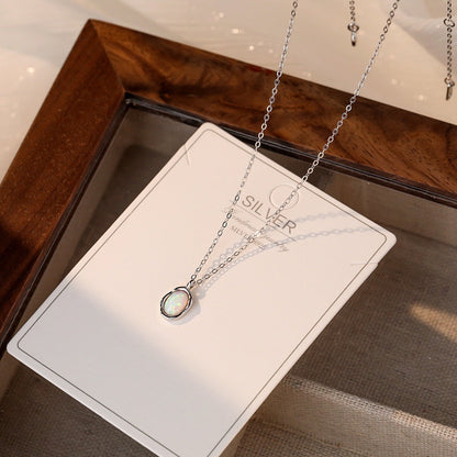 Oval Opal Pendant Necklace