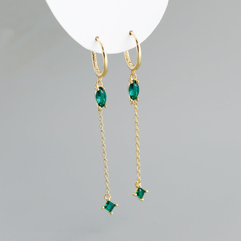 Sterling Silver Opal Drop Chain Earrings