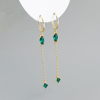 Sterling Silver Opal Drop Chain Earrings