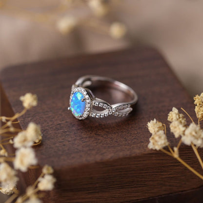Oval Opal Ring in S925 Sterling Silver | Classic Oval Opal Gemstone Ring | October Birthstone Gift for Her