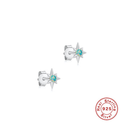 Star Opal Stud Earrings 925 Sterling Silver, Tiny North Star Opal Earrings, October Birthstone Gift for Her, Dainty Bridal Jewelry