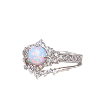 Minority Design Opal Ring | Unique Artistic Opal Gemstone Ring | October Birthstone Gift for Her