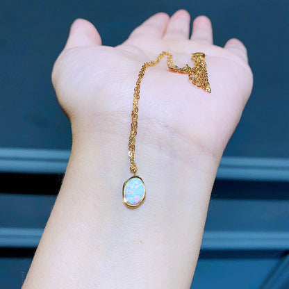 Minimalist Oval Opal Necklace